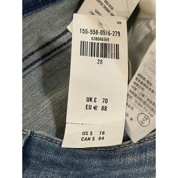 NWT Abercrombie & Fitch Mid Rise Super Skinny Ankle Jeans Blue Denim Size 28 6 R - Picture 6 of 10